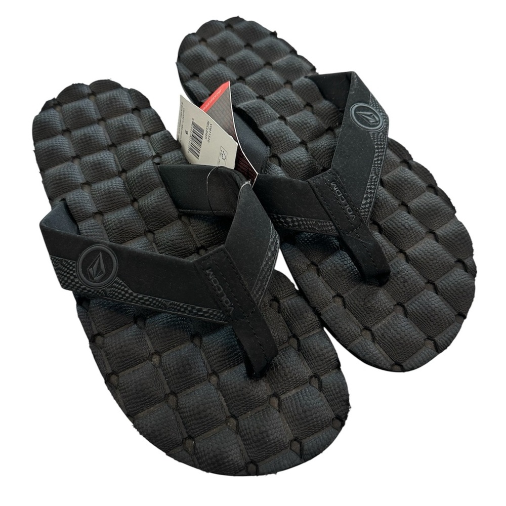 Volcom Flip Flop Sandals Recliner Black Basket Weave NWT Men’s Size 9